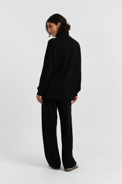 Black Wool-Cashmere Rollneck Sweater