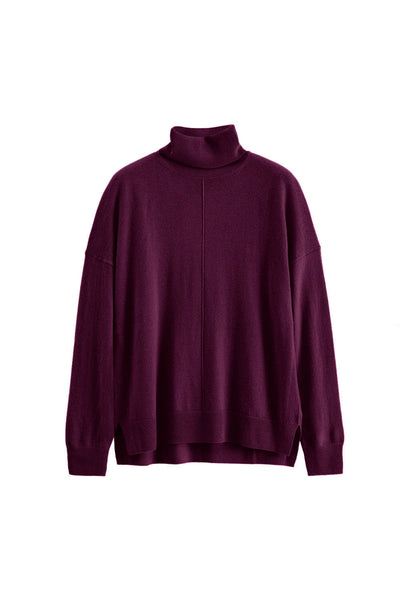 Mulberry Wool-Cashmere Relaxed Rollneck Sweater