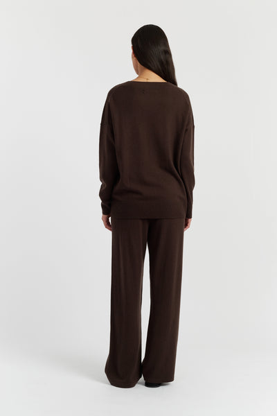 Chocolate Wool-Cashmere Slouchy Sweater