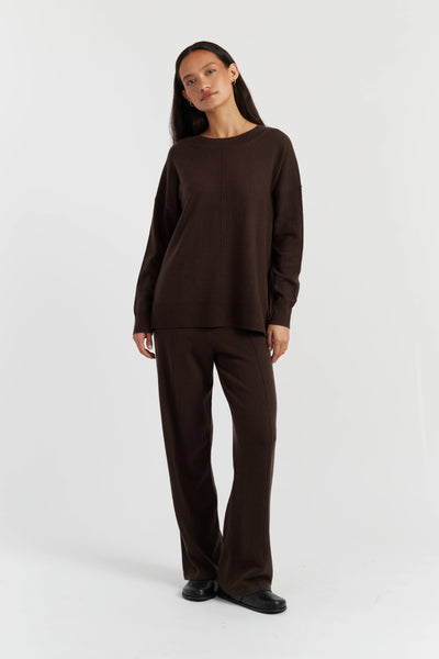 Chocolate Wool-Cashmere Slouchy Sweater