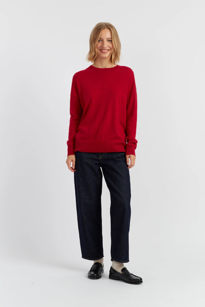 Crimson Wool-Cashmere Slouchy Sweater