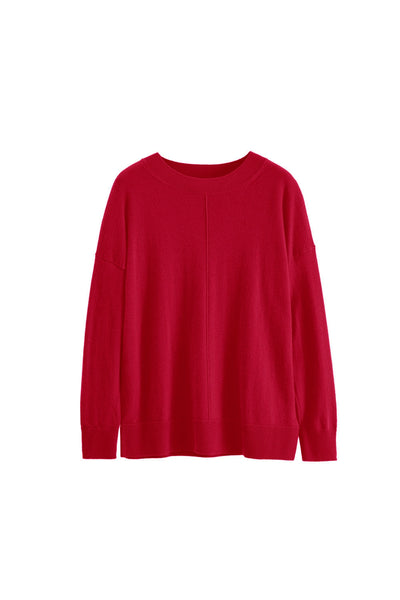 Crimson Wool-Cashmere Slouchy Sweater