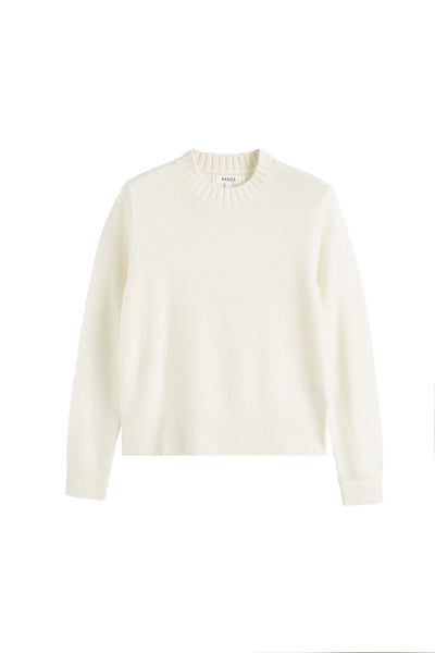 Cream Wool-Cashmere Cropped Sweater