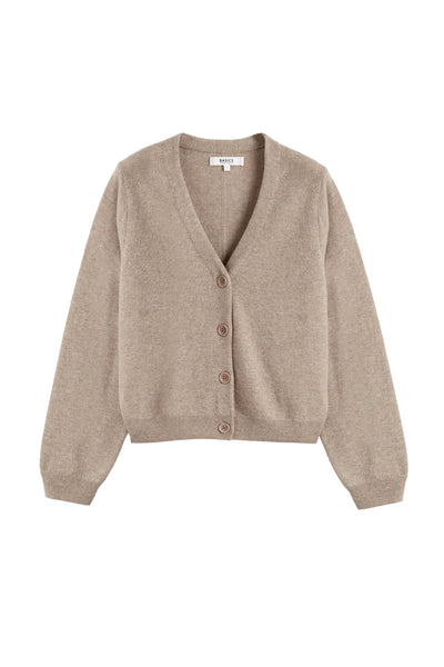 Beige cardigan on a white background