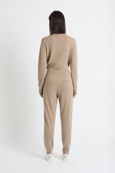 Warm-Oatmeal Wool-Cashmere Cuffed Joggers