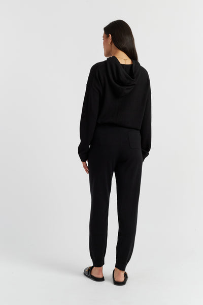 Black Wool-Cashmere Cuffed Joggers