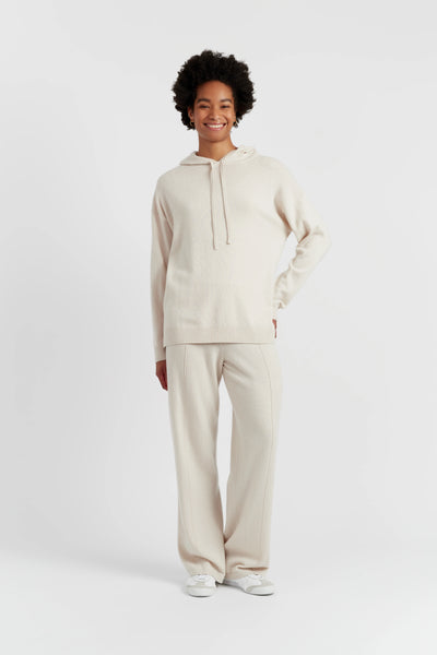 Cream Wool-Cashmere Relaxed Hoodie