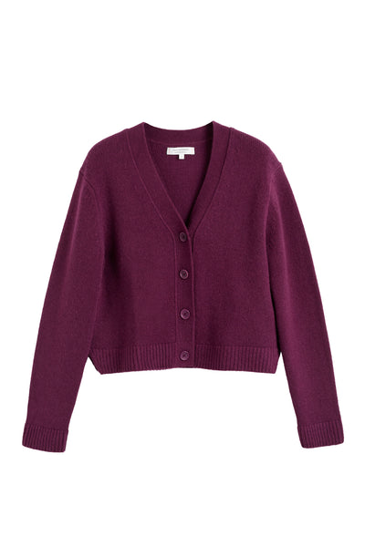 Purple cardigan on a white background
