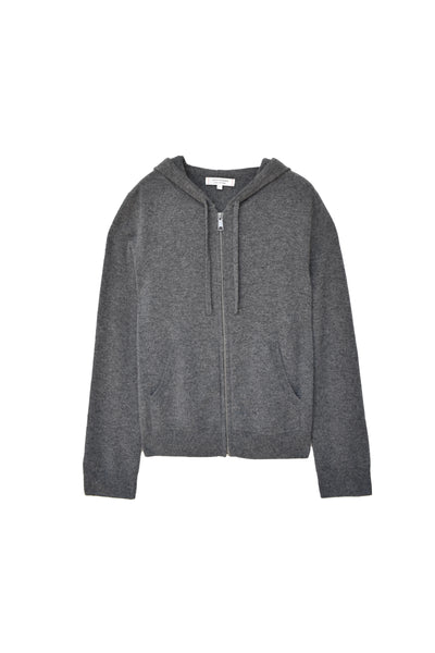 Grey Pure Cashmere Zip Hoodie