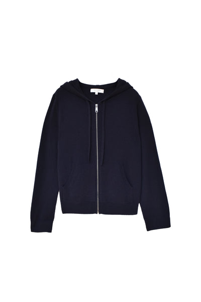 Navy Pure Cashmere Zip Hoodie