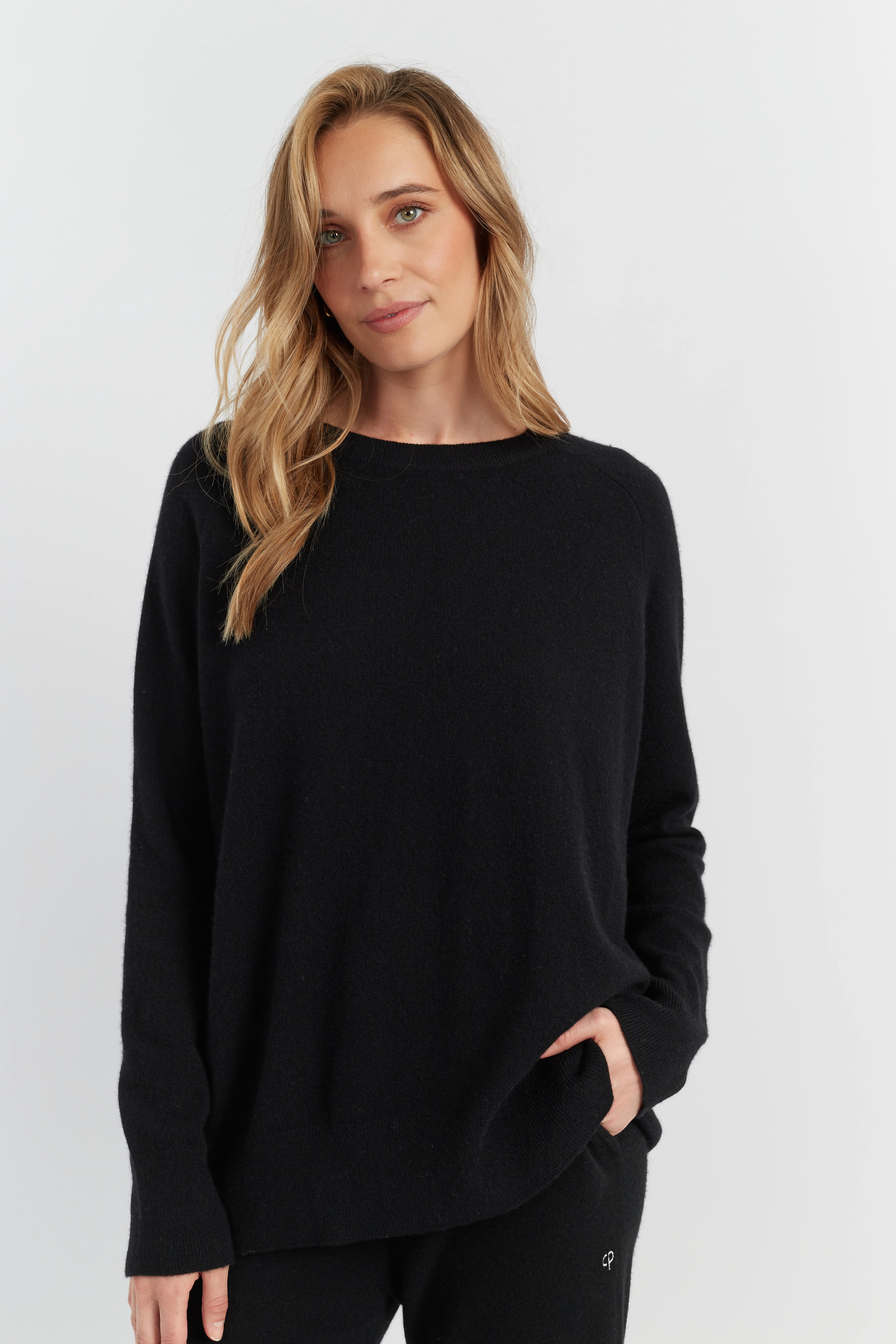 トップス THEREDTHREAD S slouchy knit black CARB-YD6066RS-BLKWHTSTRPE-