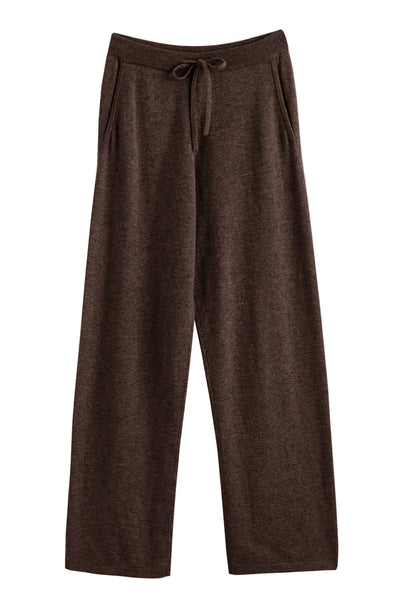 Chocolate Pure Cashmere Wide-Leg Pants