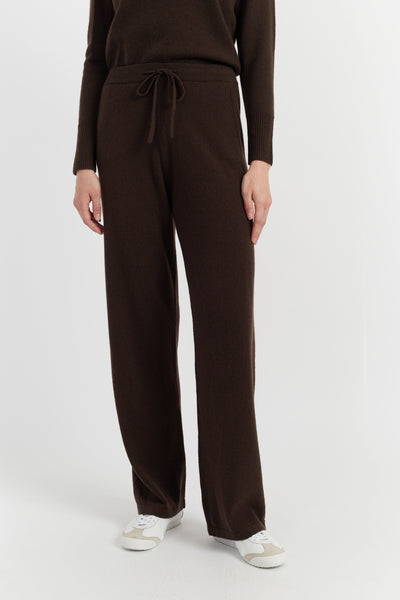 Chocolate Pure Cashmere Wide-Leg Pants
