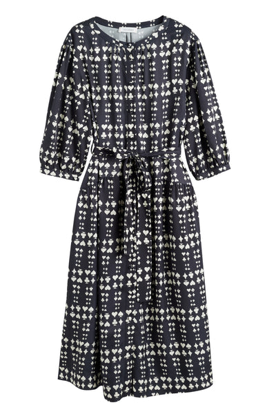 Black and white patterned dress on a white background