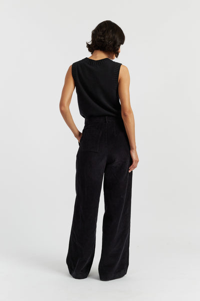 Black Cotton Corduroy Trousers