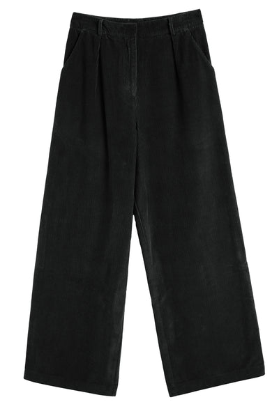 Black Cotton Corduroy Trousers