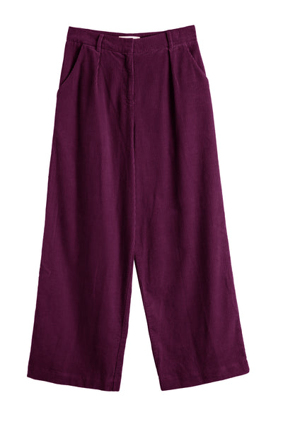 Purple wide-leg pants on a white background