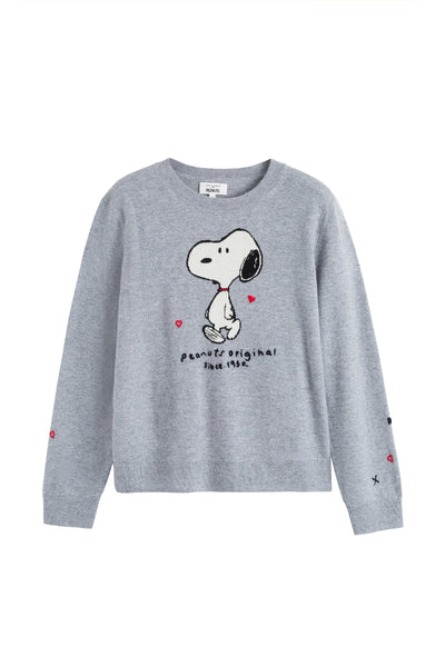 Gray sweatshirt with a cartoon character design on a white background