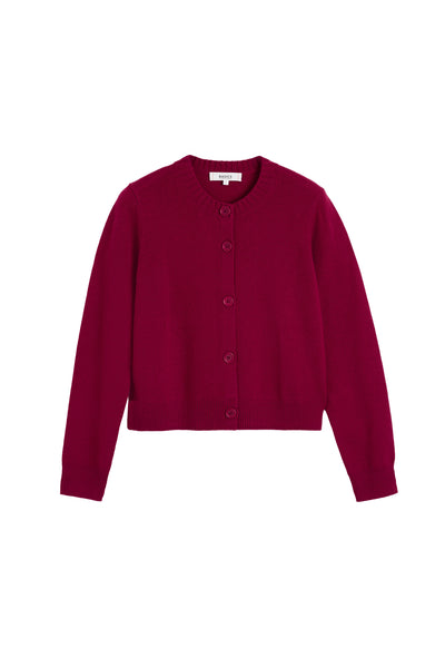 Cherry Wool-Cashmere Crew Neck Cardigan