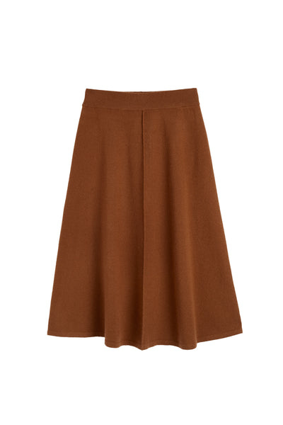 Toffee Wool-Cashmere Midi Skirt