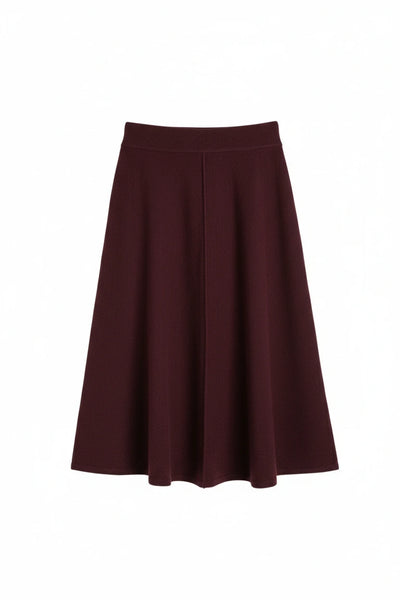 Aubergine Wool-Cashmere Midi Skirt