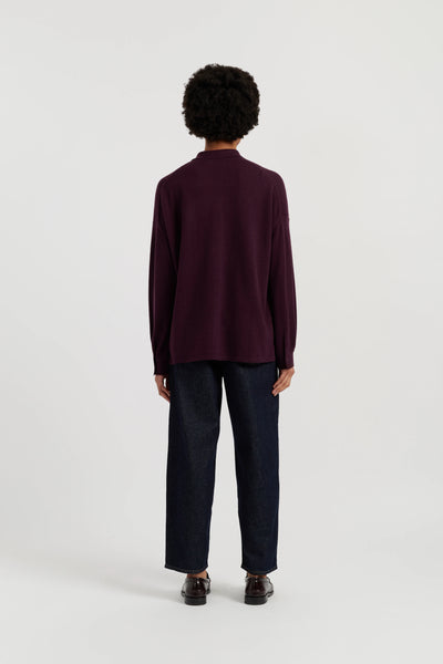 Aubergine Wool-Cashmere Relaxed Shirt