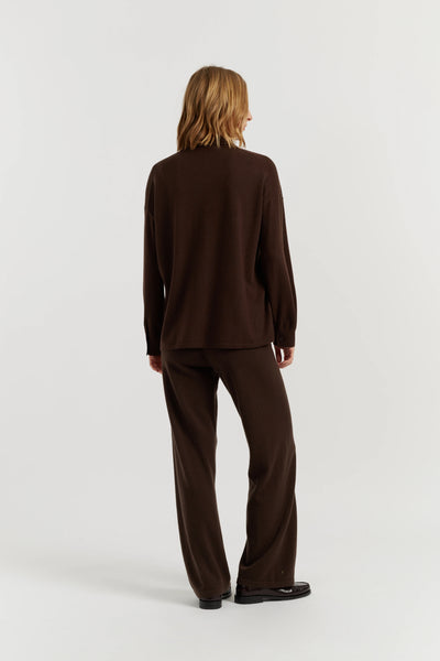 Chocolate Wool-Cashmere Relaxed Shirt