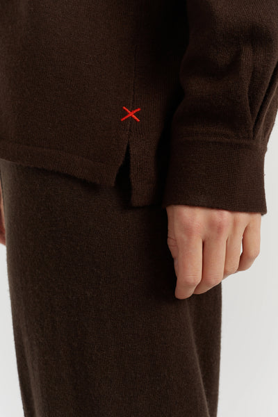 Chocolate Wool-Cashmere Relaxed Shirt