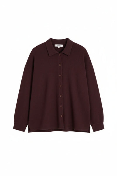 Aubergine Wool-Cashmere Relaxed Shirt