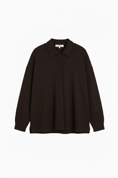 Chocolate Wool-Cashmere Relaxed Shirt