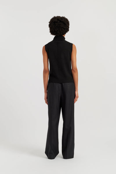 Black Wool-Cashmere High-Neck Tank