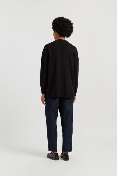 Black Wool-Cashmere Long Cardigan