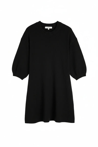 Black Wool-Cashmere Wide-Sleeve Dress