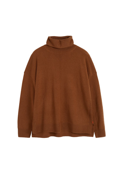 Toffee Wool-Cashmere Relaxed Rollneck Sweater