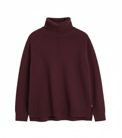 Aubergine Wool-Cashmere Relaxed Rollneck Sweater