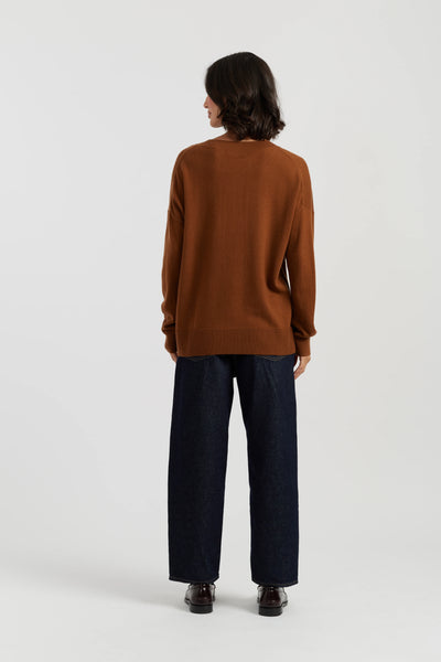 Toffee Wool-Cashmere Slouchy Sweater