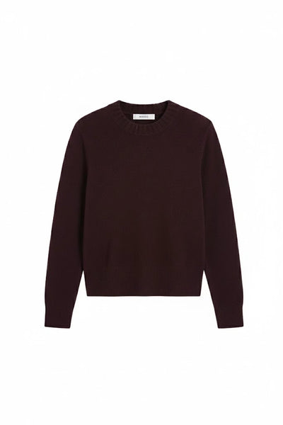 Aubergine Wool-Cashmere Cropped Sweater