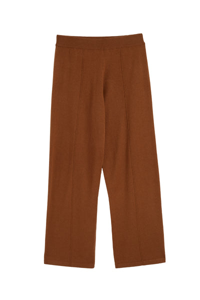 Toffee Wool-Cashmere Wide-Leg Track Pant