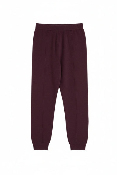 Aubergine Wool-Cashmere Cuffed Joggers