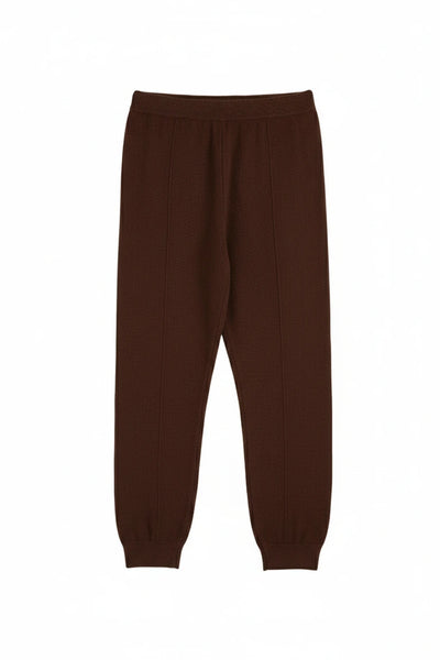 Chocolate Wool-Cashmere Cuffed Joggers