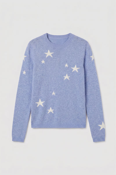 Baby-Blue Wool-Cashmere Star Sweater
