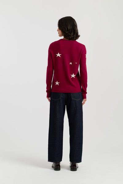 Cherry Wool-Cashmere Star Sweater