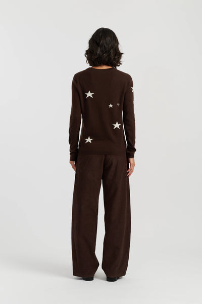 Chocolate Wool-Cashmere Star Sweater