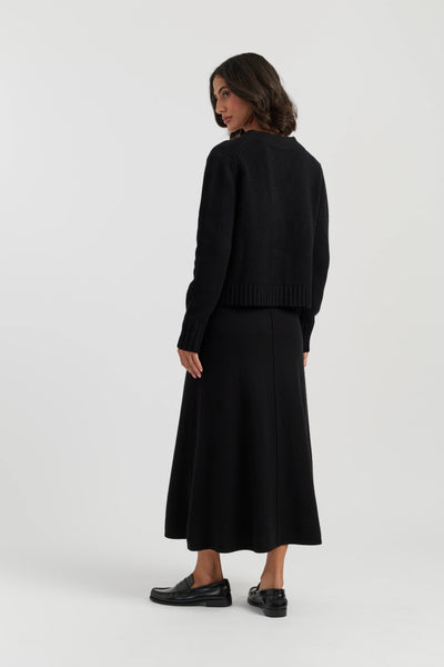 Black-Melange Merino Heart Cardigan