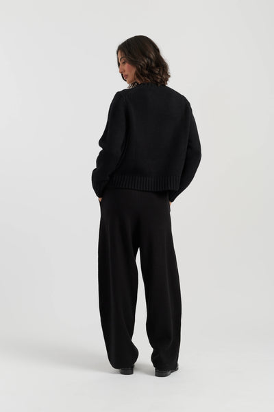 Black-Melange Merino Heart Sweater