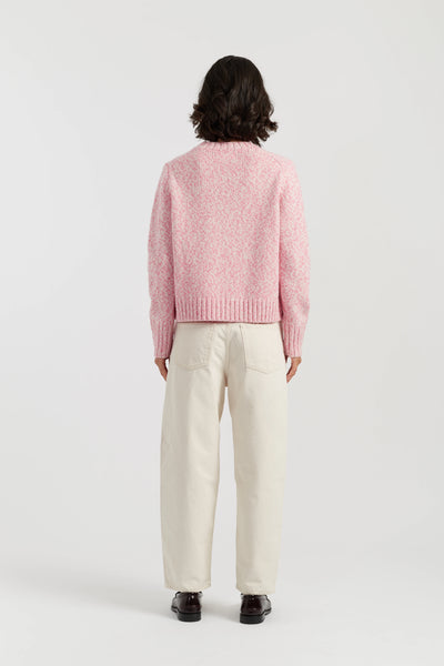 Salmon-Melange Merino Heart Sweater