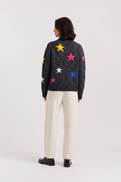 Black Wool-Cashmere Star Rollneck Sweater