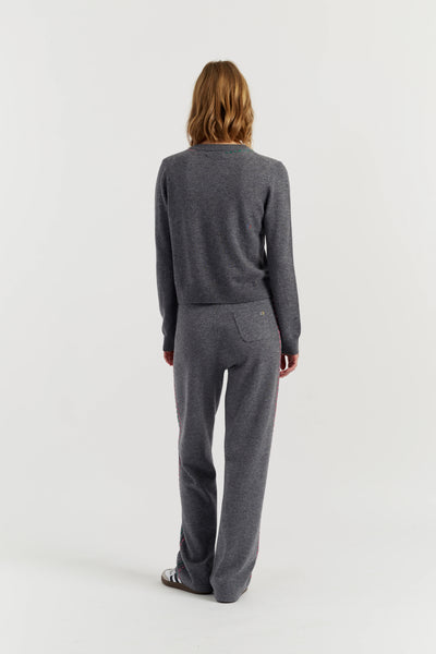 Grey Wool-Cashmere Snoopy Peep Cardigan