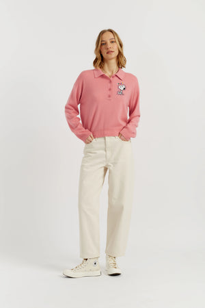 salmon-wool-cashmere-snoopy-polo-sweater