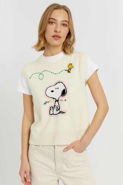 Cream Wool-Cashmere Snoopy Tank